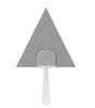 Handfächer in Dreieck-Form mit Griff, beidseitig 4/4-farbig bedruckt