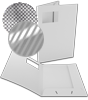 Mappe für DIN A4, mit Fensterstanzung, 2-teilig mit 2 Laschen, 4/0 farbig (Außenseite bedruckt), mit Softfeel-Folie und partieller UV-Lack-Veredelung