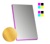 Multiloft-Visitenkarten hoch 50 x 90 mm mit einseitiger Heißfolienprägung Gold, 4/4 farbig (beidseitiger Druck)